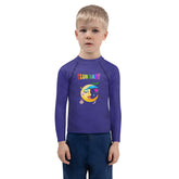 Front view of Wizard’s Spellbook Journey Kids Rash Guard.